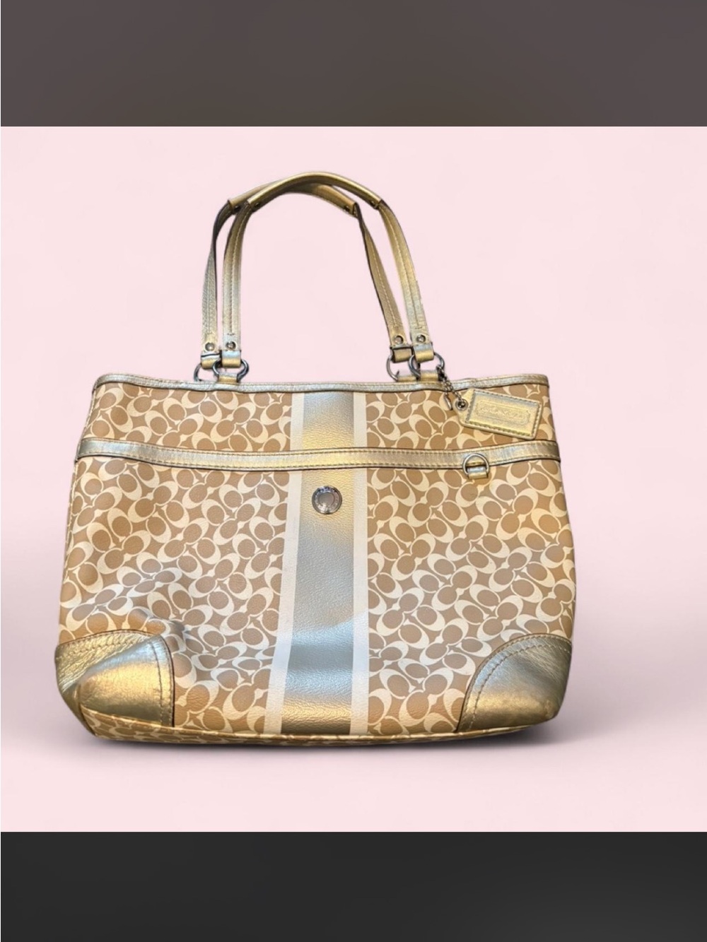 Coach Beige Champagne Gold Color Chelsea Shoulder Tote Bag